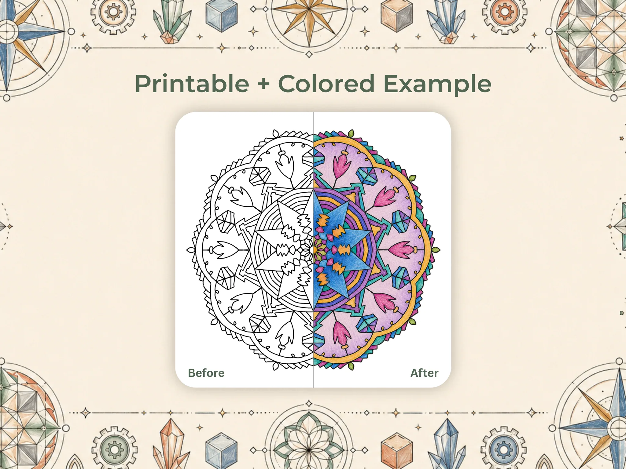 Geometrik Mandala Boyama Sayfaları, 22 Tasarım — Galeri 3