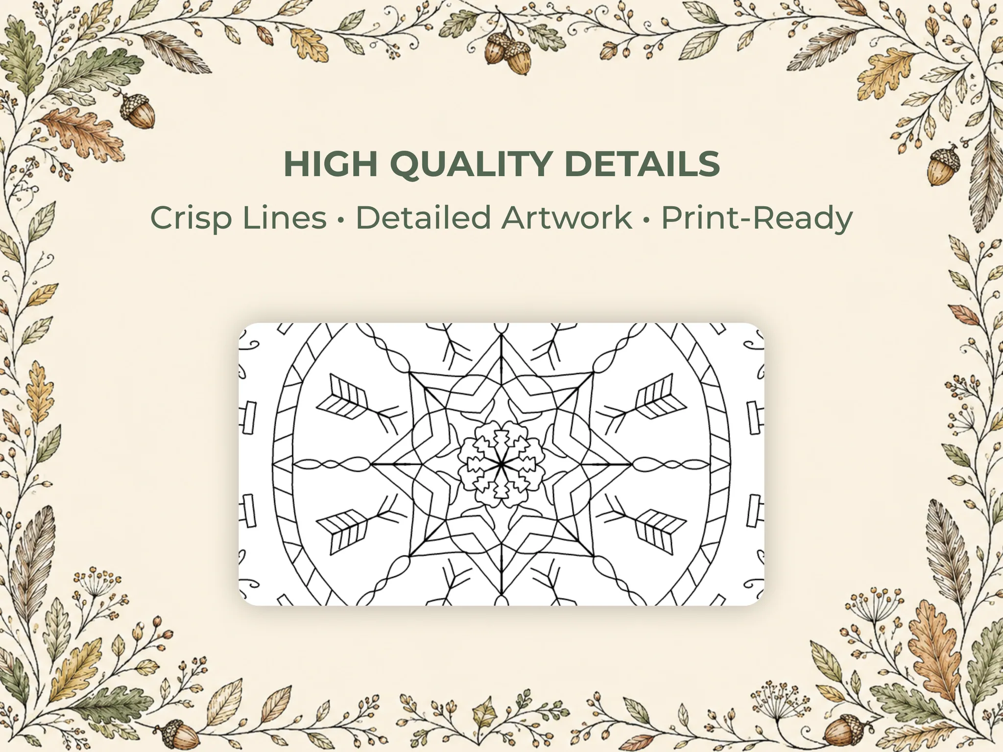 Botanical Mandala Coloring Pages, 19 Leaf & Nature PDFs — Gallery 6
