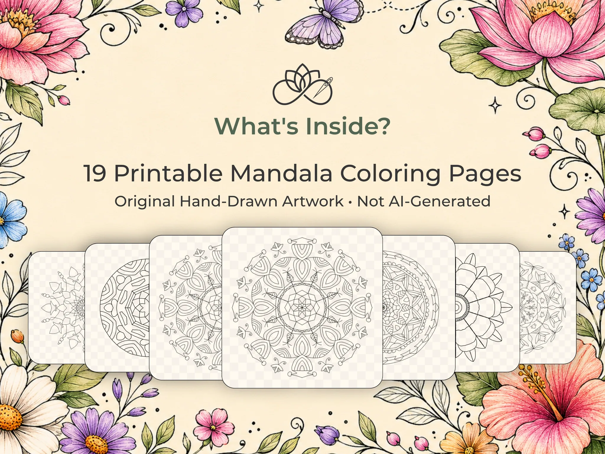 Mandalas Florales para Colorear, 19 PDFs Imprimibles — Galería 2