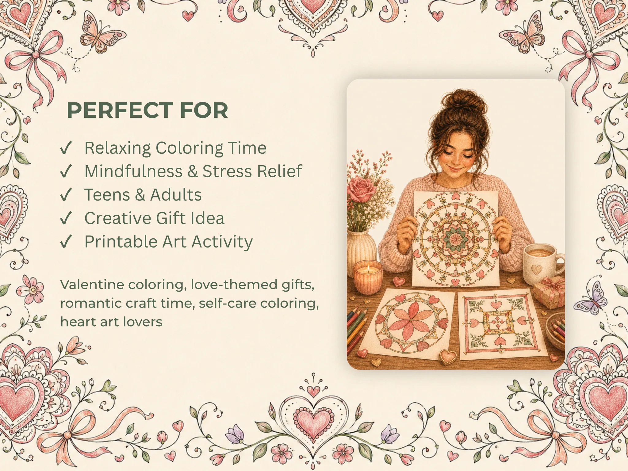 Mandalas de Corazón para Colorear, 14 Diseños de Amor — Galería 5