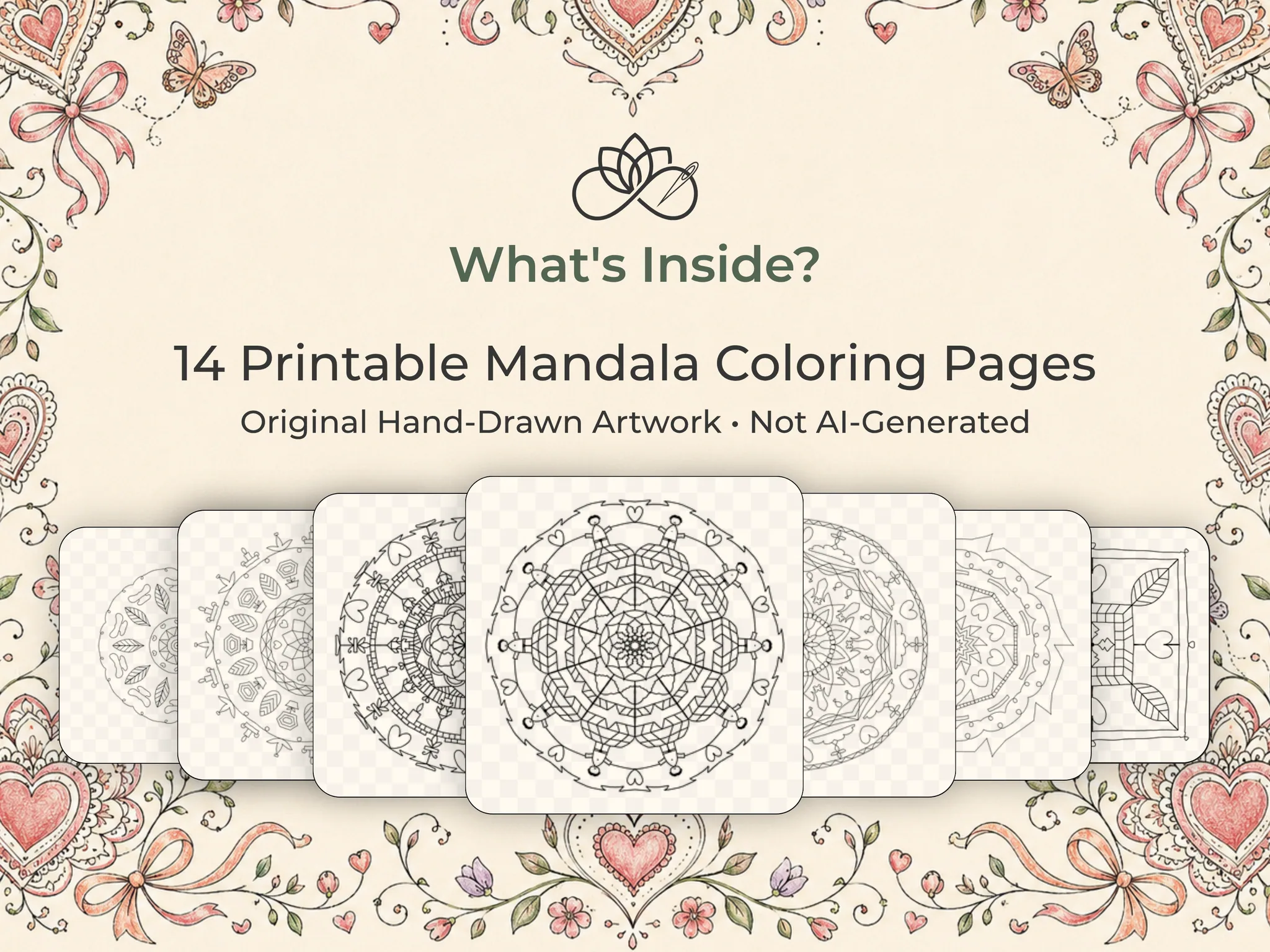Mandalas de Corazón para Colorear, 14 Diseños de Amor — Galería 2