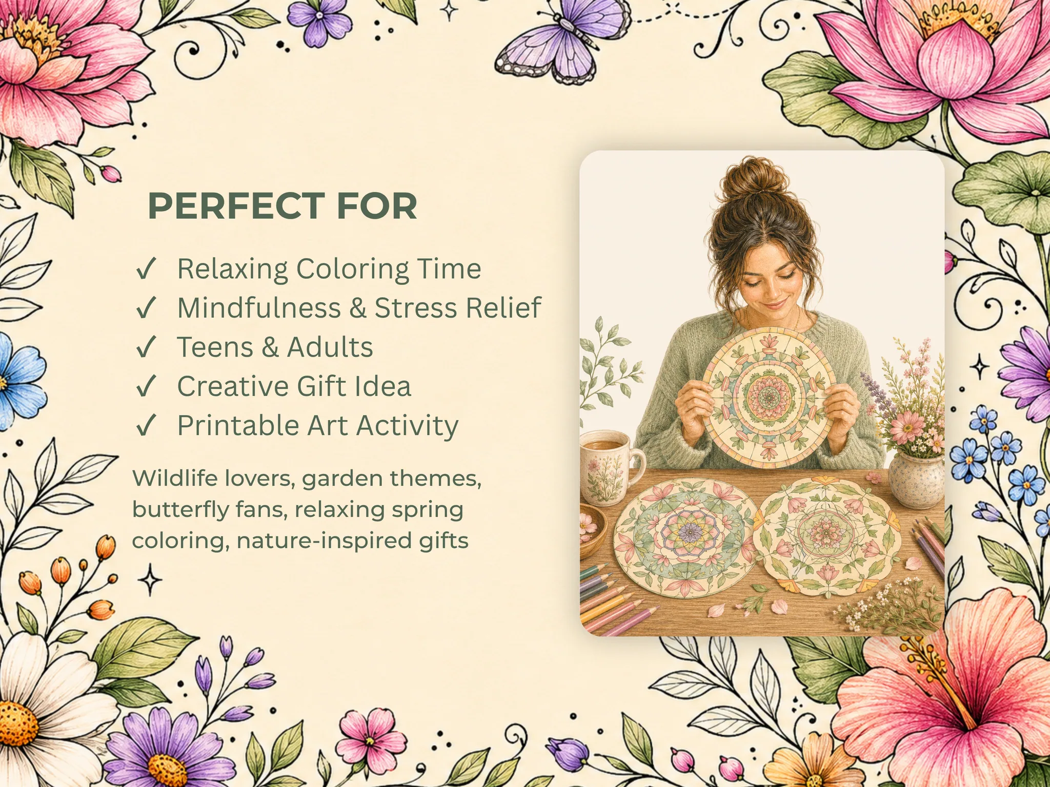 Mandalas Florales para Colorear, 19 PDFs Imprimibles — Galería 6