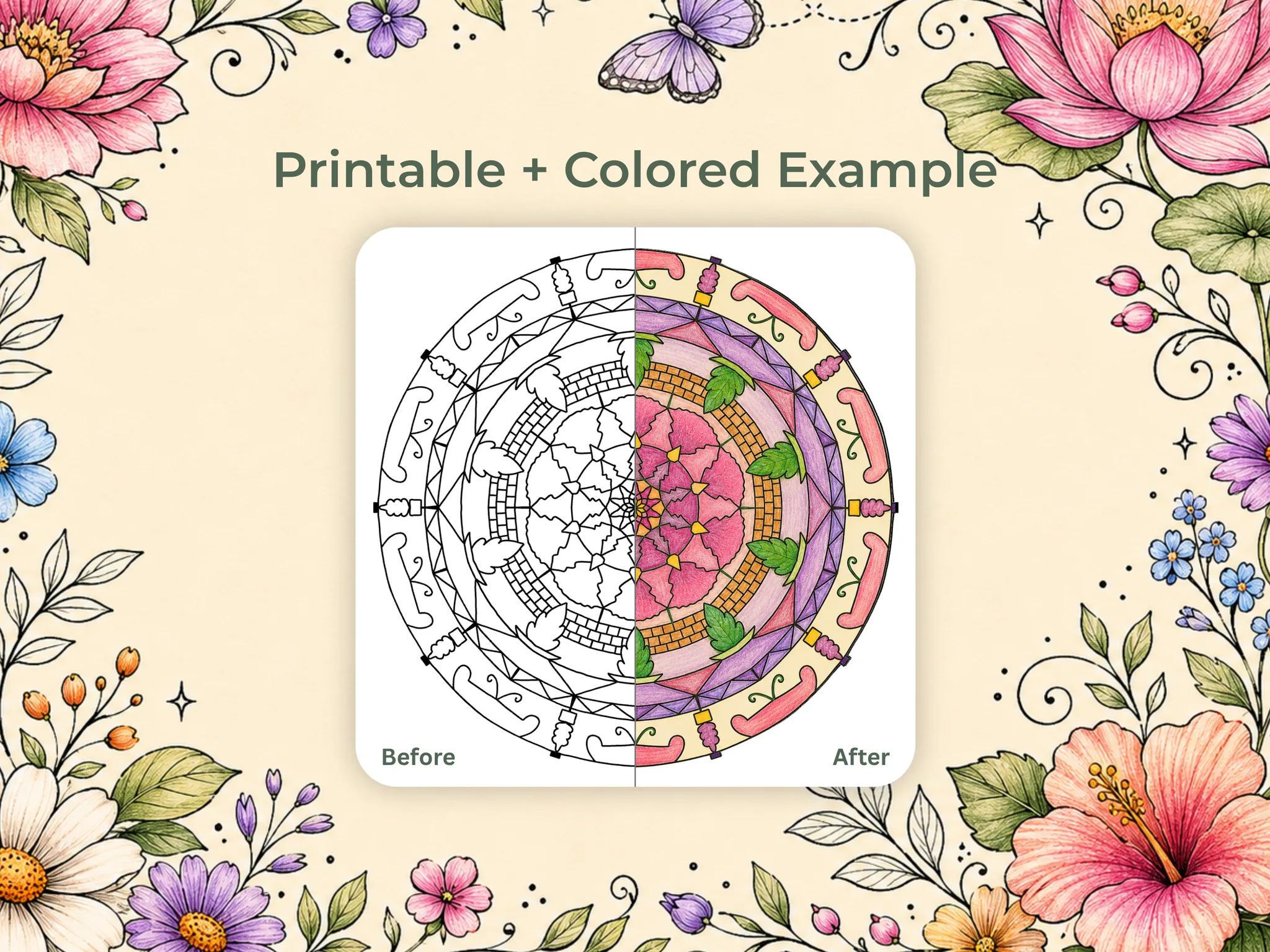 Mandalas Florales para Colorear, 19 PDFs Imprimibles — Galería 3