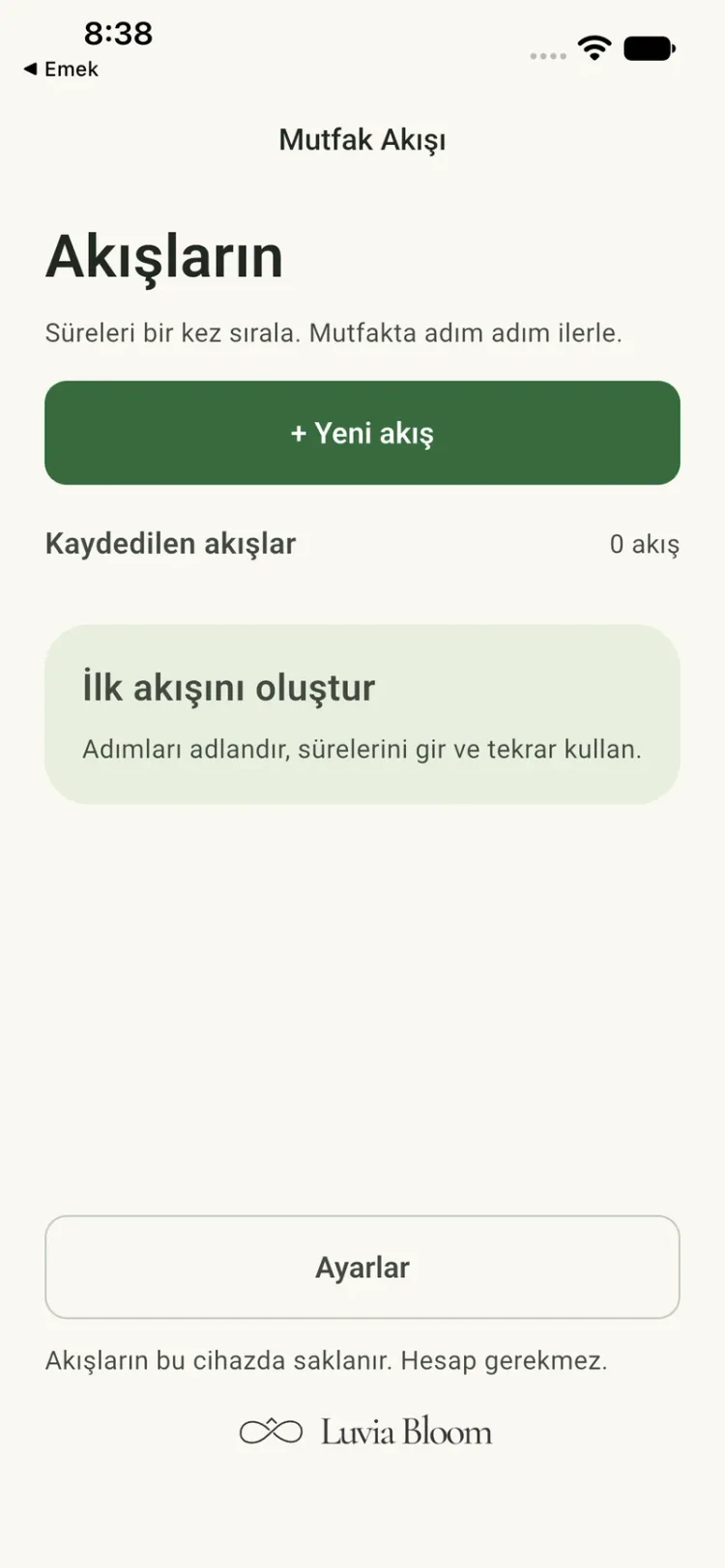 Mutfak Akışı — Geliştirme önizlemesi · iOS simülatörü