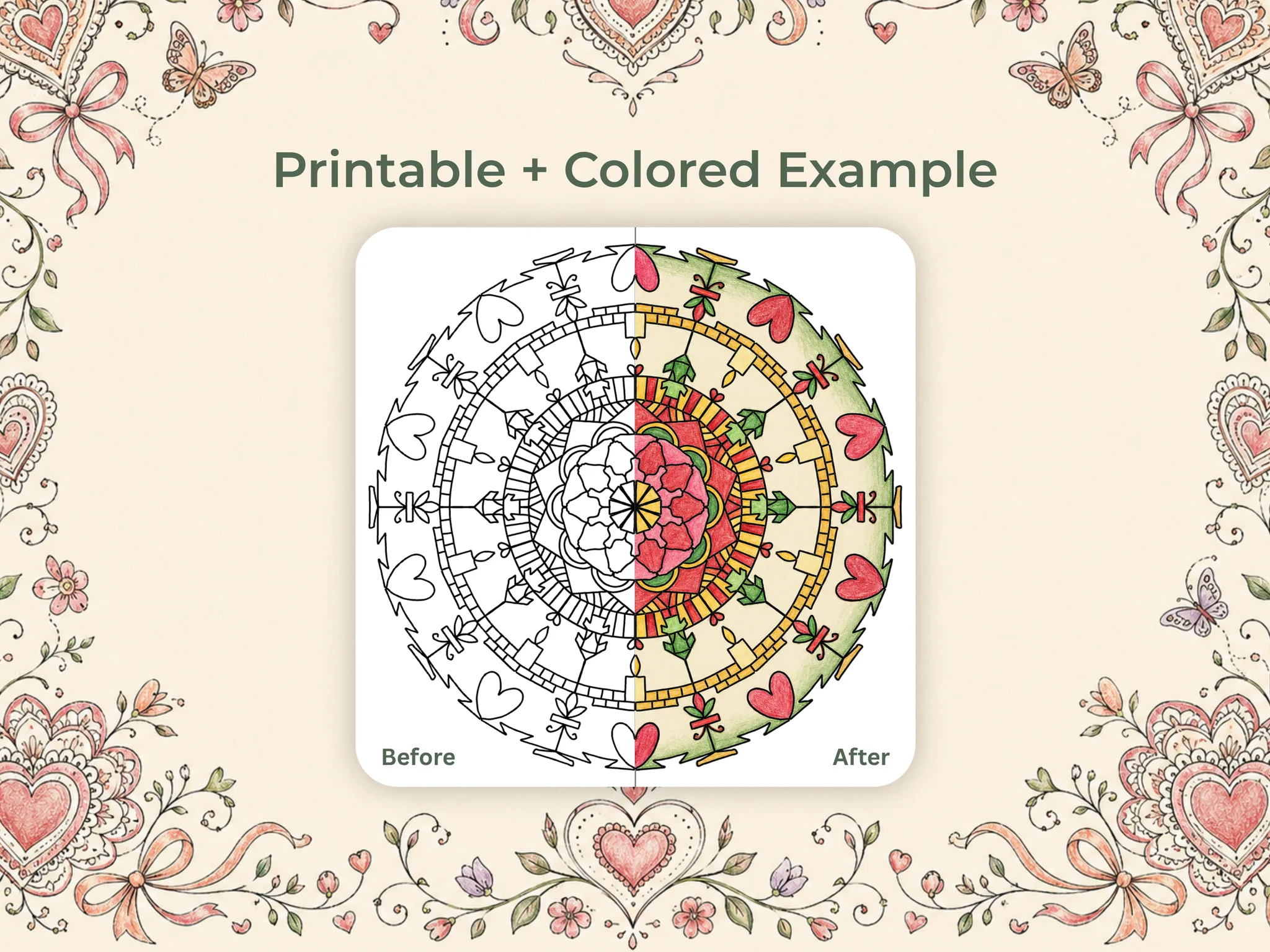 Mandalas de Corazón para Colorear, 14 Diseños de Amor — Galería 3