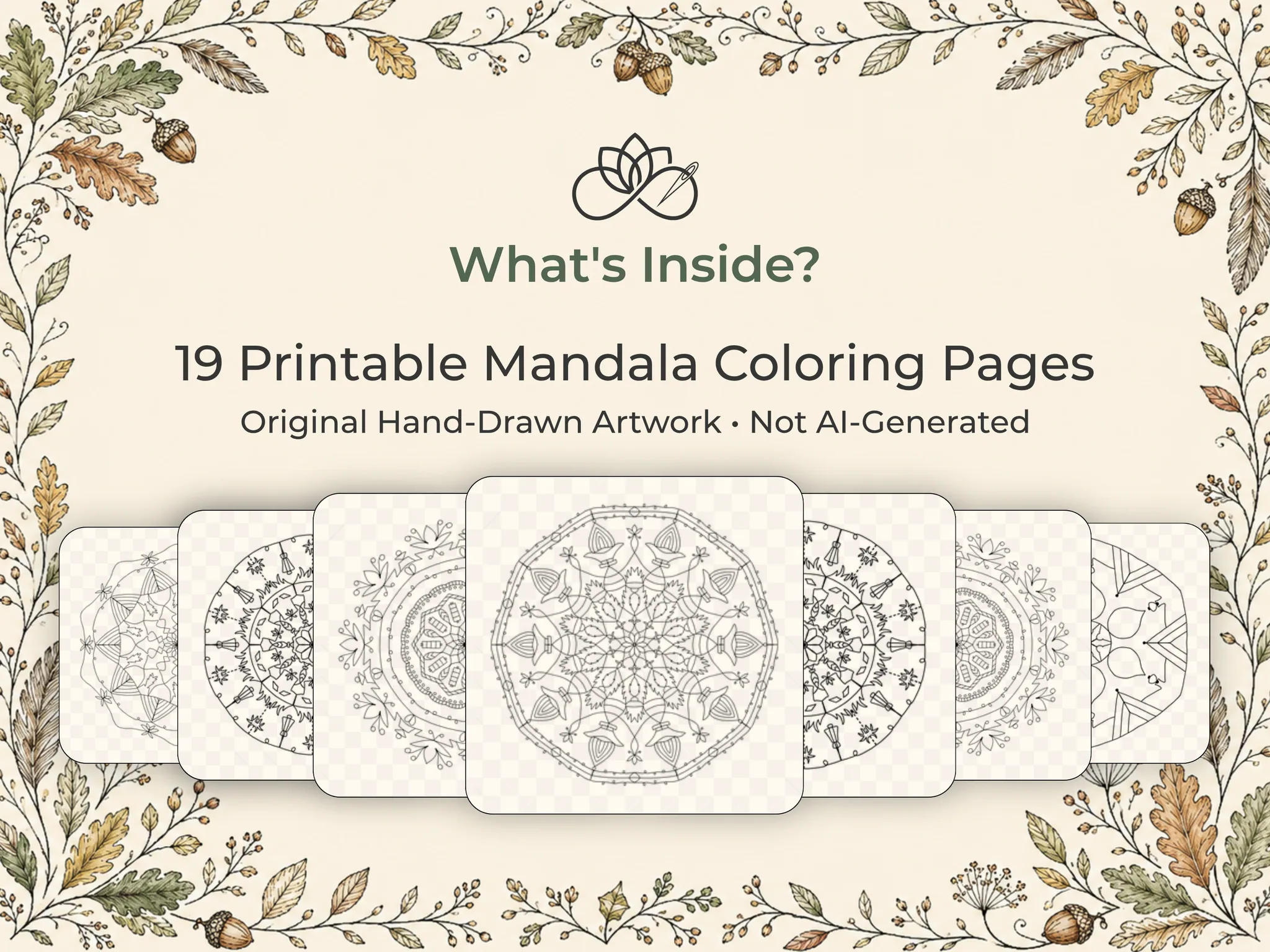 Botanical Mandala Coloring Pages, 19 Leaf & Nature PDFs — Gallery 2